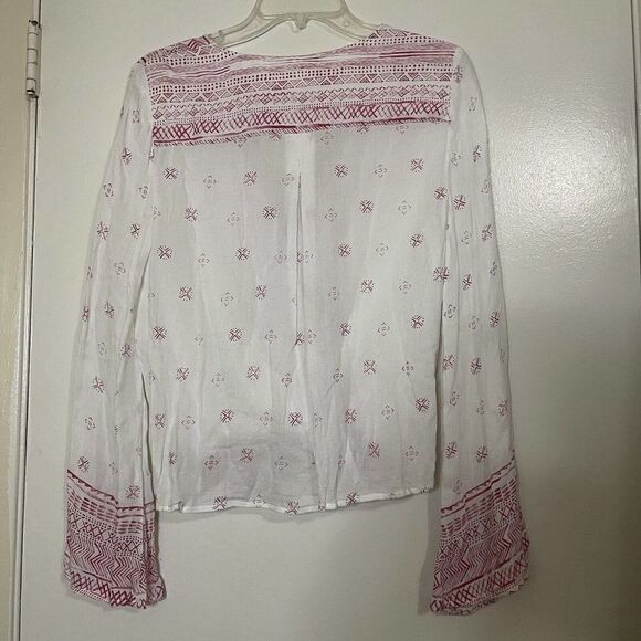 TJD The Jetset Diaries Red white boho tribal Twist front top size US small - Picture 6 of 7